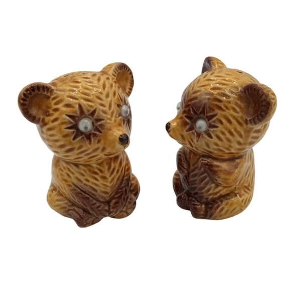 Salt Pepper Shakers Teddy Bear Cub Googly Eye Vintage Japan Set Cute 2.75 Inches - Picture 11 of 15